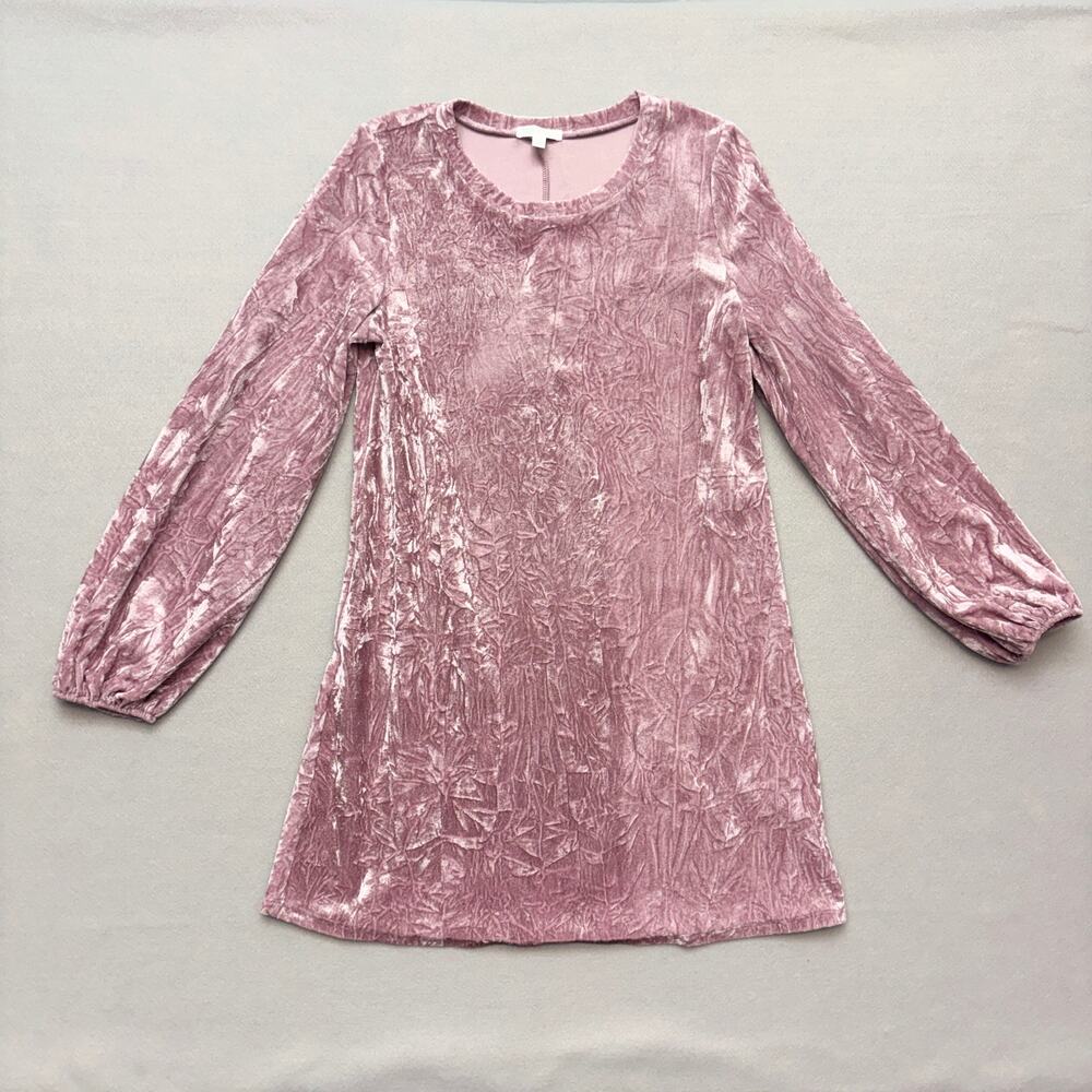 Abound Pink Crushed Velvet Mini Dress Long Sleeve Boho Festival Y2K Style Size S